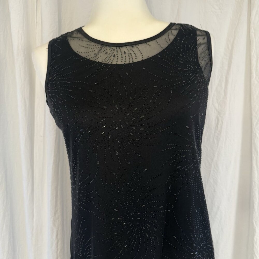 Womens Dark Mesh Overlay Starburst Pattern Maxi Dress Size 8 Whimsigoth y2K‎